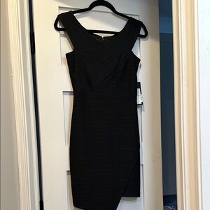 Bebe Black Asymmetrical Bodycon Dress